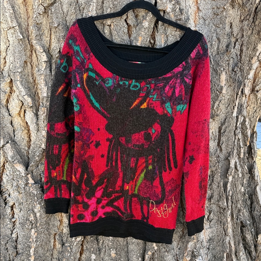 DESIGUAL rainbow knit spray paint design mohair blend